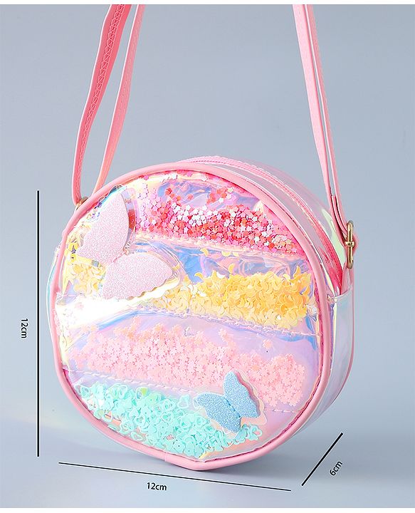 Babyhug Transparent Sling Bag Butterfly Applique - Pink