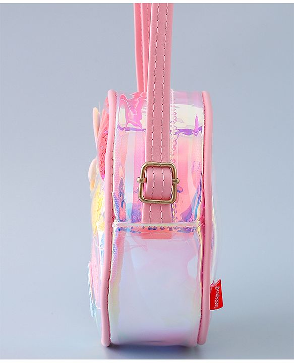 Babyhug Transparent Sling Bag Butterfly Applique - Pink