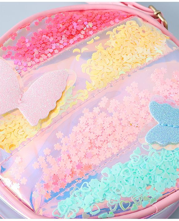 Babyhug Transparent Sling Bag Butterfly Applique - Pink