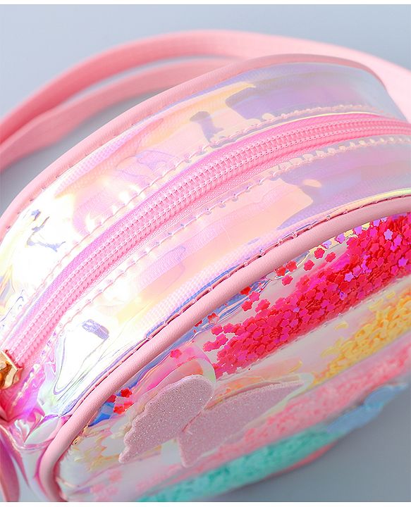 Babyhug Transparent Sling Bag Butterfly Applique - Pink