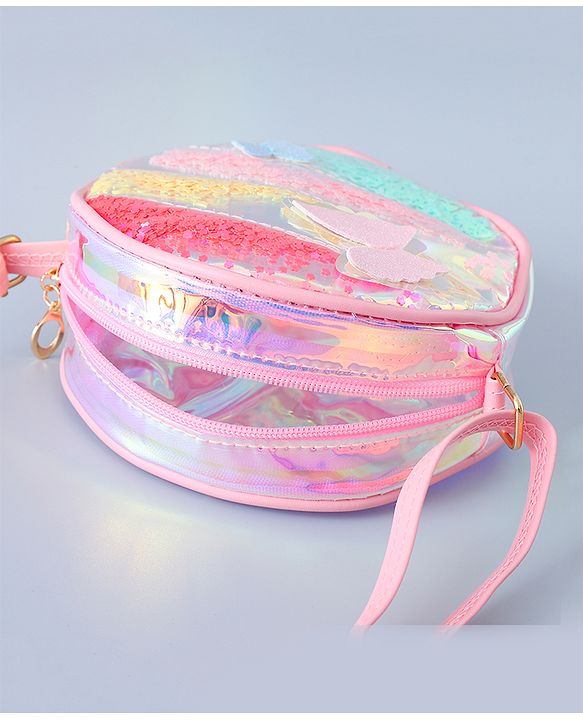 Babyhug Transparent Sling Bag Butterfly Applique - Pink