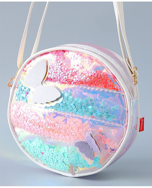 Babyhug Transparent Sling Bag Butterfly Applique - Silver