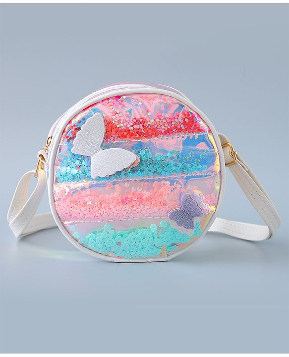 Babyhug Transparent Sling Bag Butterfly Applique - Silver