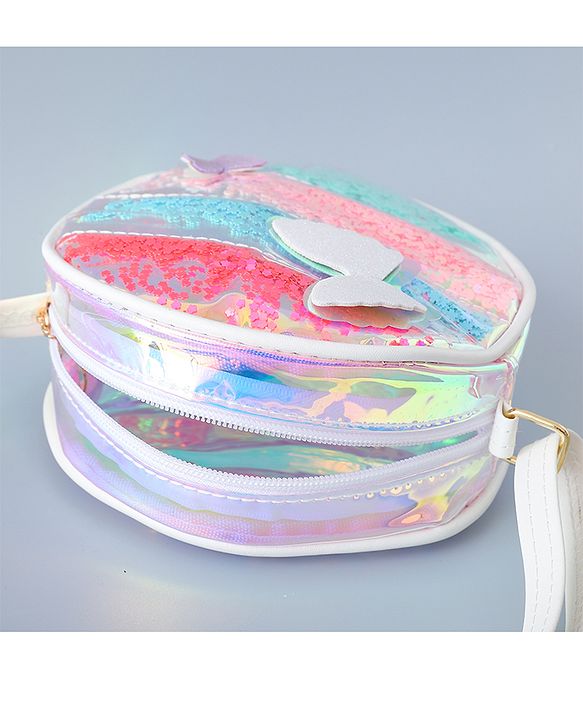 Babyhug Transparent Sling Bag Butterfly Applique - Silver