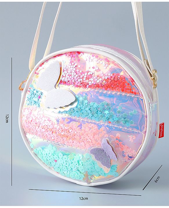 Babyhug Transparent Sling Bag Butterfly Applique - Silver