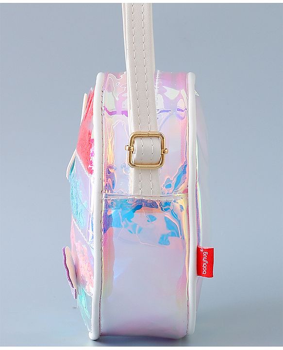 Babyhug Transparent Sling Bag Butterfly Applique - Silver