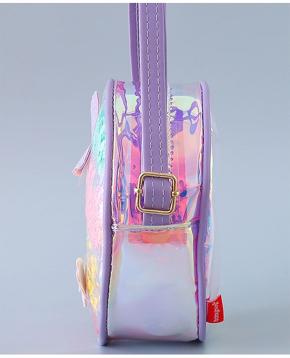 Babyhug Transparent Sling Bag Butterfly Applique - Pink