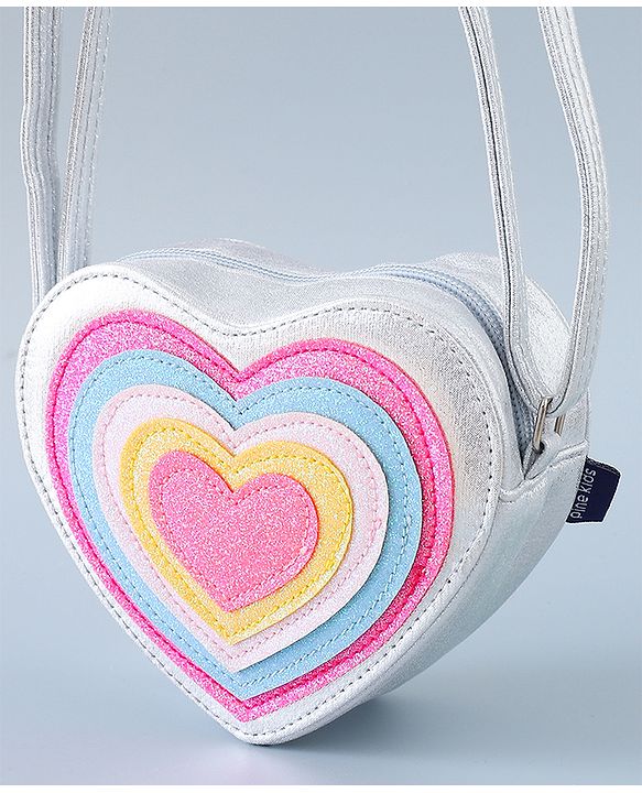 Pine Kids Heart Shape Sling Bag - Silver
