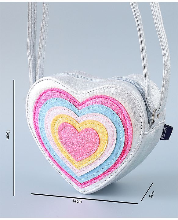 Pine Kids Heart Shape Sling Bag - Silver