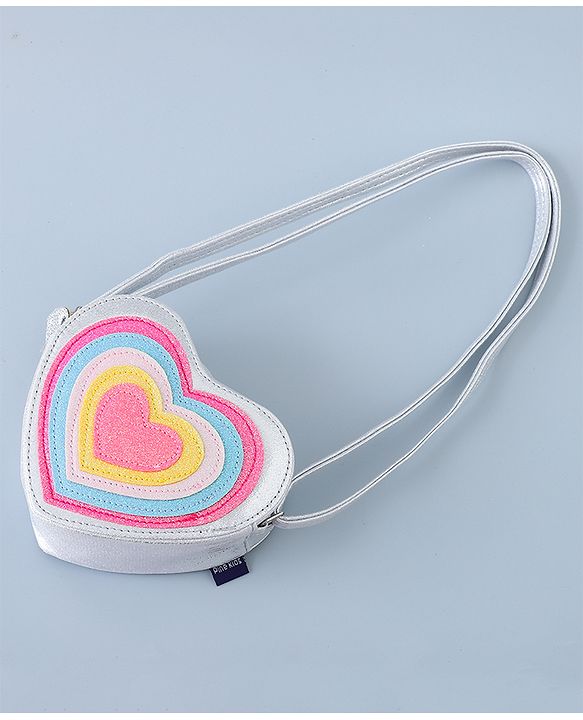 Pine Kids Heart Shape Sling Bag - Silver
