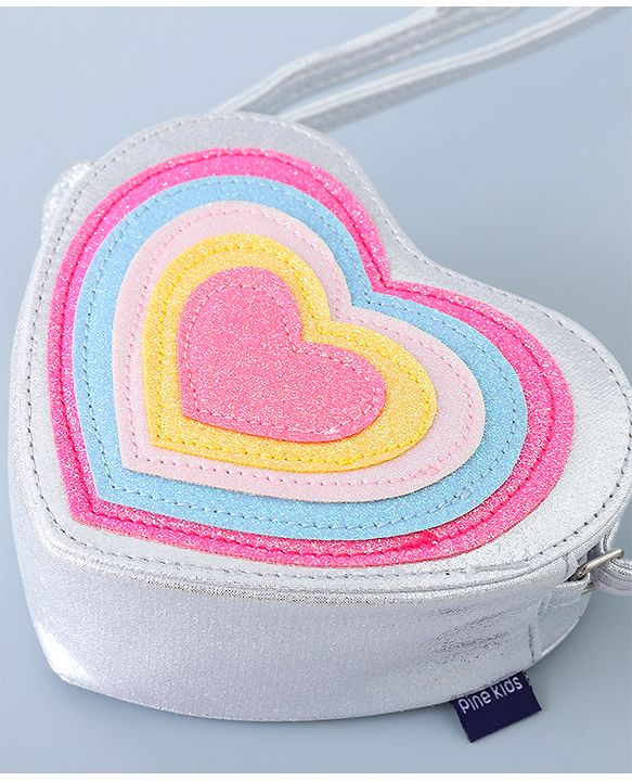 Pine Kids Heart Shape Sling Bag - Silver