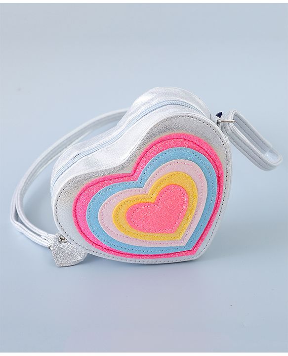 Pine Kids Heart Shape Sling Bag - Silver