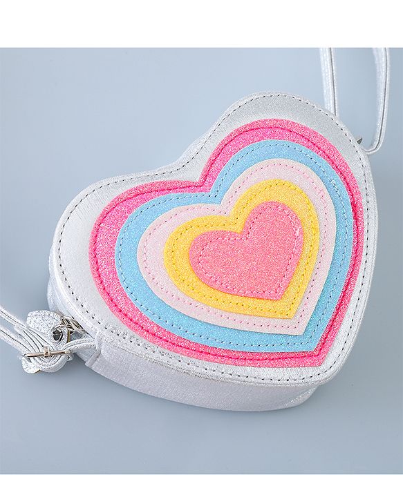 Pine Kids Heart Shape Sling Bag - Silver