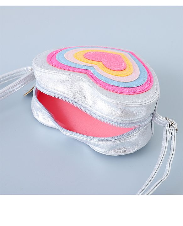 Pine Kids Heart Shape Sling Bag - Silver