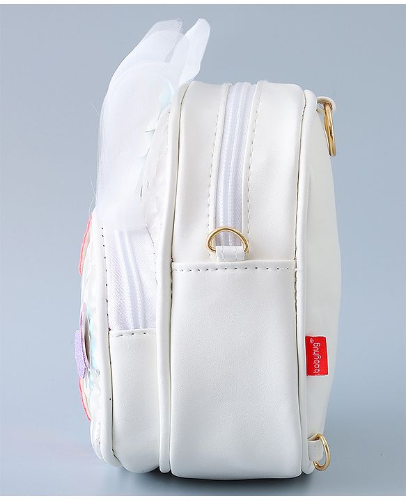 Babyhug Fashion Backpack with Butterfly Applique - Silver