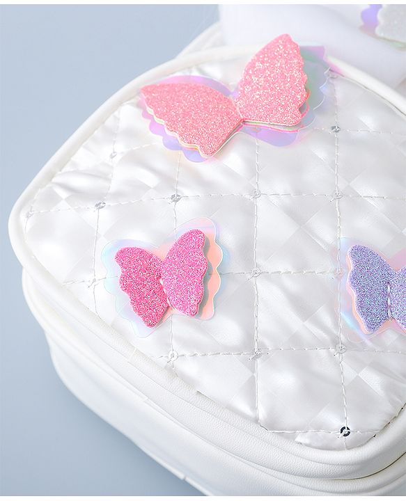 Babyhug Fashion Backpack with Butterfly Applique - Silver