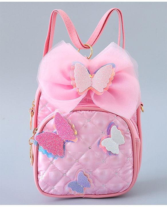 Babyhug Fashion Backpack with Butterfly Applique - Silver