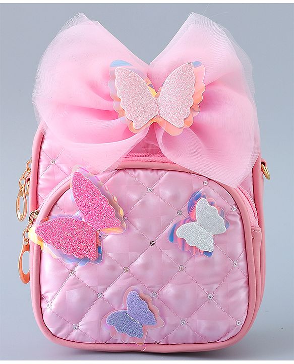 Babyhug Fashion Backpack with Butterfly Applique - Silver