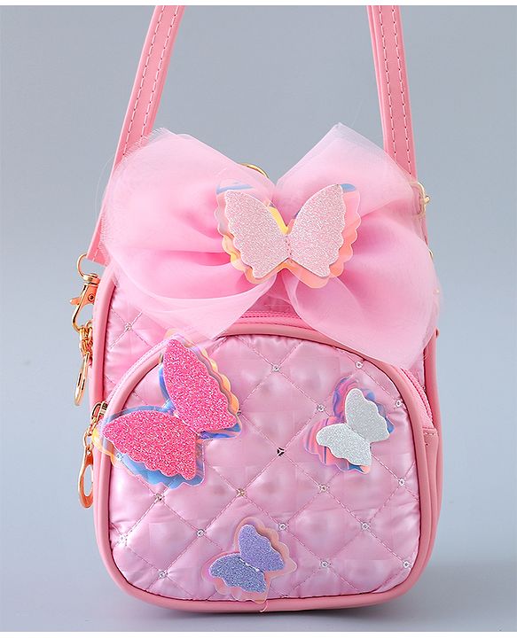 Babyhug Fashion Backpack with Butterfly Applique - Silver