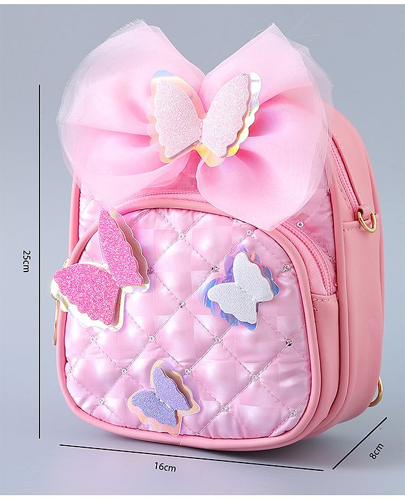 Babyhug Fashion Backpack with Butterfly Applique - Silver