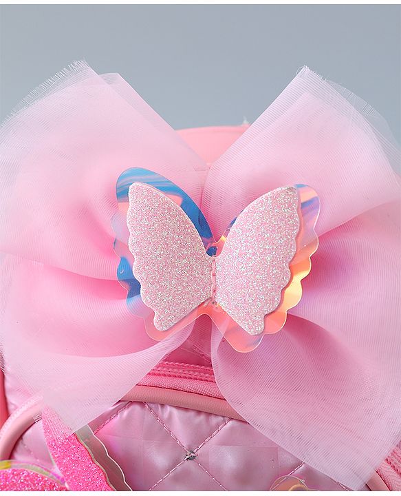 Babyhug Fashion Backpack with Butterfly Applique - Silver