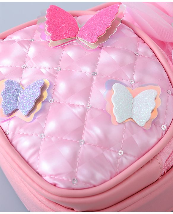 Babyhug Fashion Backpack with Butterfly Applique - Silver
