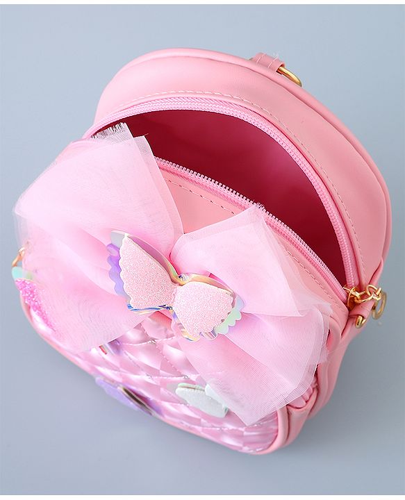 Babyhug Fashion Backpack with Butterfly Applique - Silver