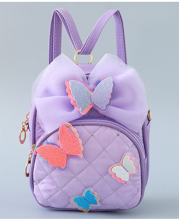 Babyhug Fashion Backpack with Butterfly Applique - Silver