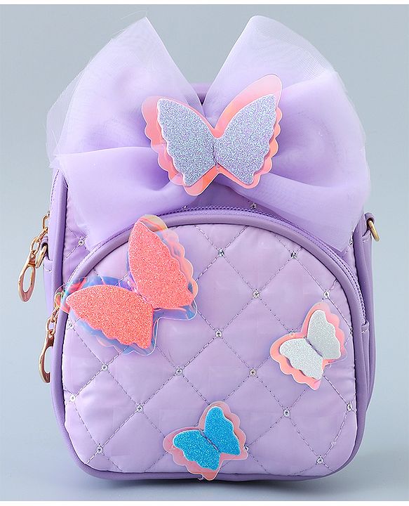 Babyhug Fashion Backpack with Butterfly Applique - Silver