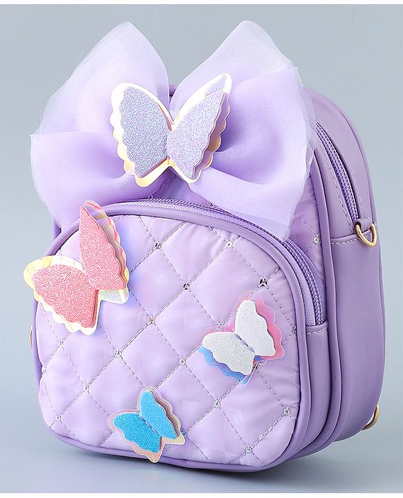 Babyhug Fashion Backpack with Butterfly Applique - Silver
