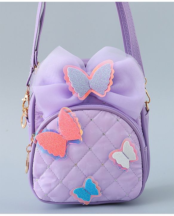 Babyhug Fashion Backpack with Butterfly Applique - Silver