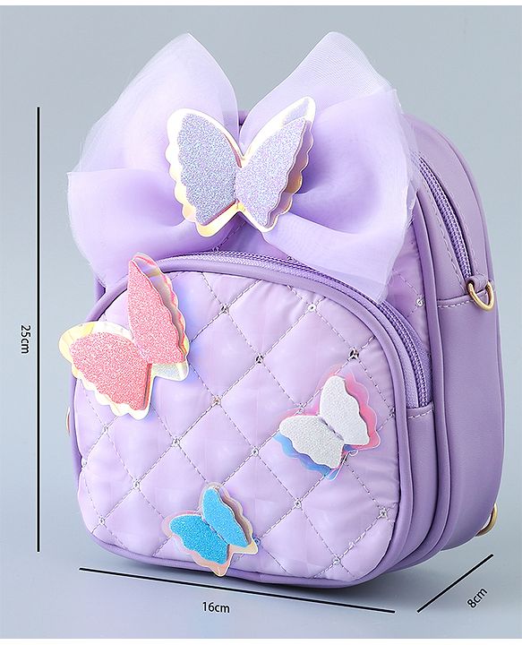 Babyhug Fashion Backpack with Butterfly Applique - Silver