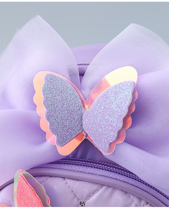 Babyhug Fashion Backpack with Butterfly Applique - Silver