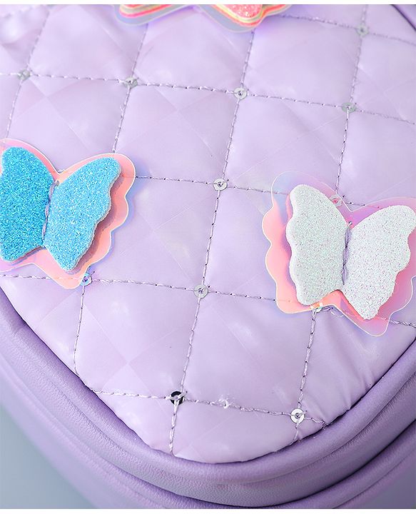 Babyhug Fashion Backpack with Butterfly Applique - Silver