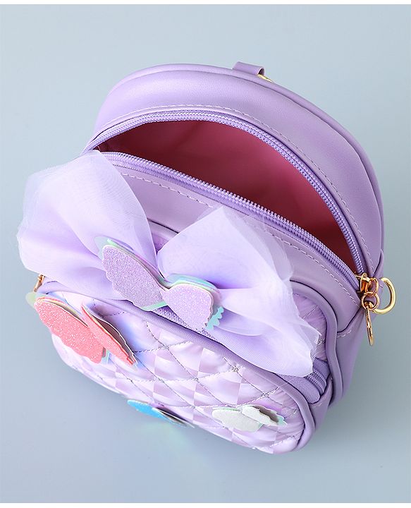Babyhug Fashion Backpack with Butterfly Applique - Silver