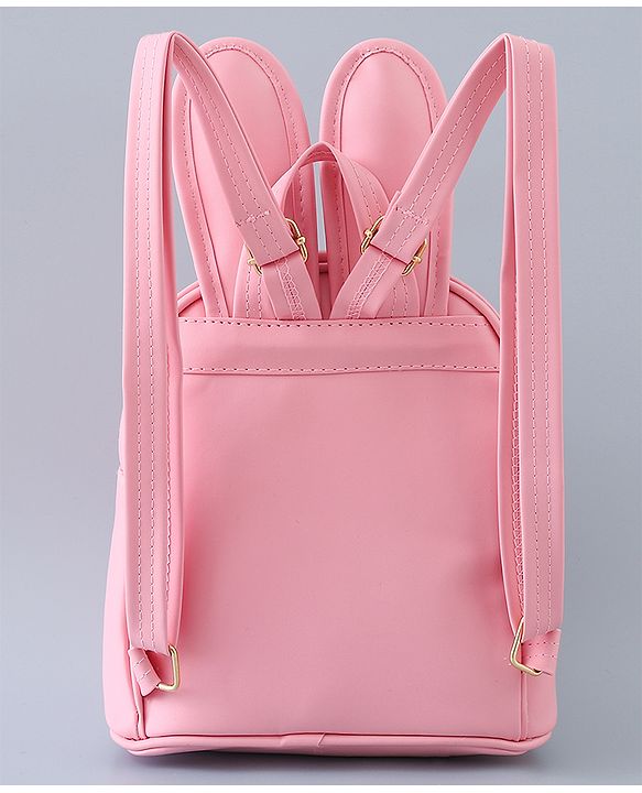 Babyhug Fashion Backpack with Bunny Design & Bow Applique - Pink