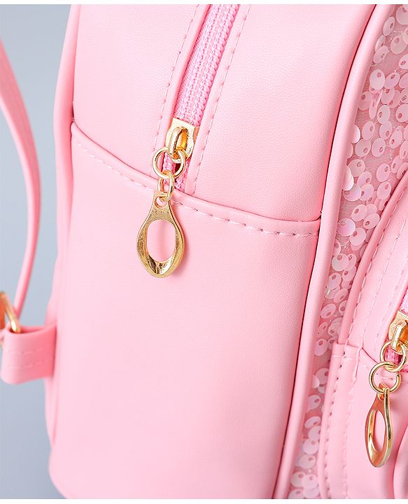 Babyhug Fashion Backpack with Bunny Design & Bow Applique - Pink