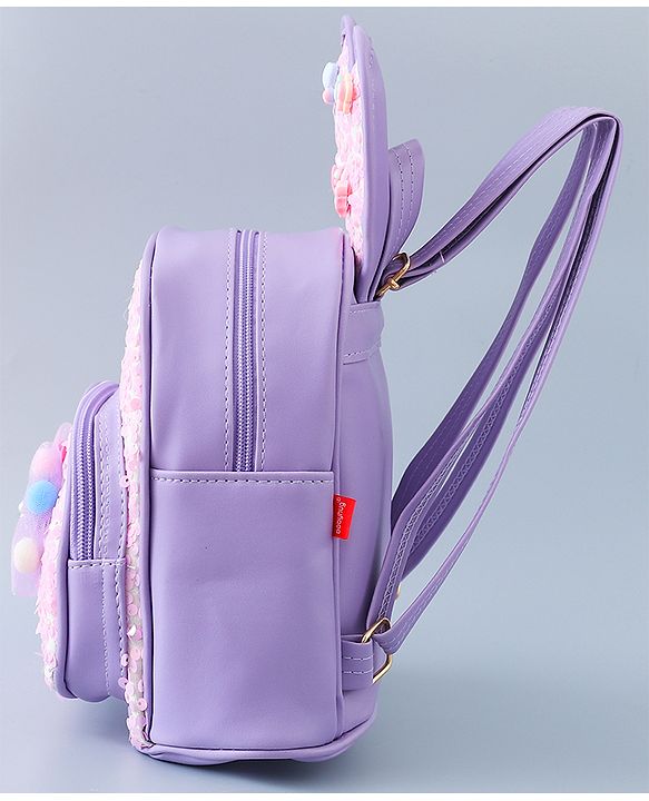 Babyhug Fashion Backpack with Bunny Design & Bow Applique - Pink