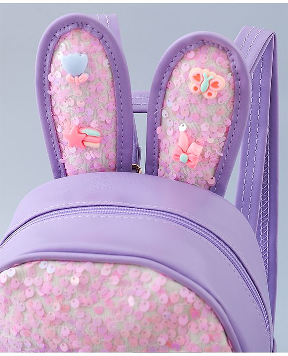 Babyhug Fashion Backpack with Bunny Design & Bow Applique - Pink