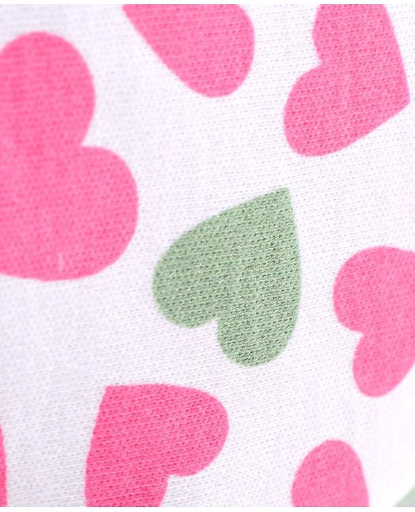 Babyhug 100% Cotton Knitted Cap Mittens & Booties with Heart Print- Pink