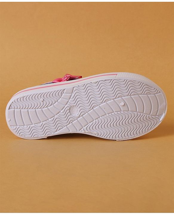 Cute Walk by Babyhug Slip On Casual Shoes With Bow Applique & Floral Print- Blue (Sole Line May Very)