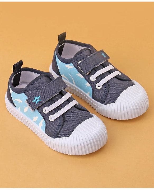 Cute Walk by Babyhug Casual Shoes with Velcro Closure Shark Printed - Blue