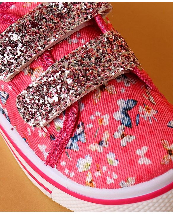 Cute Walk by Babyhug Casual Shoes with Velcro Closure Butterfly Print - Pink - EU 25 Pink