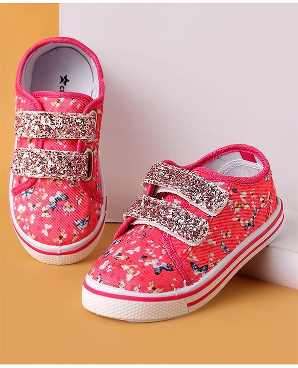 Cute Walk by Babyhug Casual Shoes with Velcro Closure Butterfly Print - White