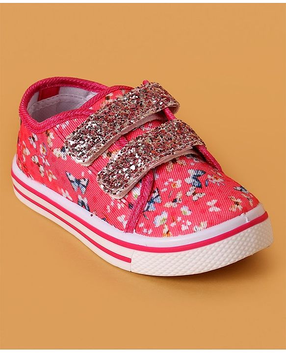 Cute Walk by Babyhug Casual Shoes with Velcro Closure Butterfly Print - White