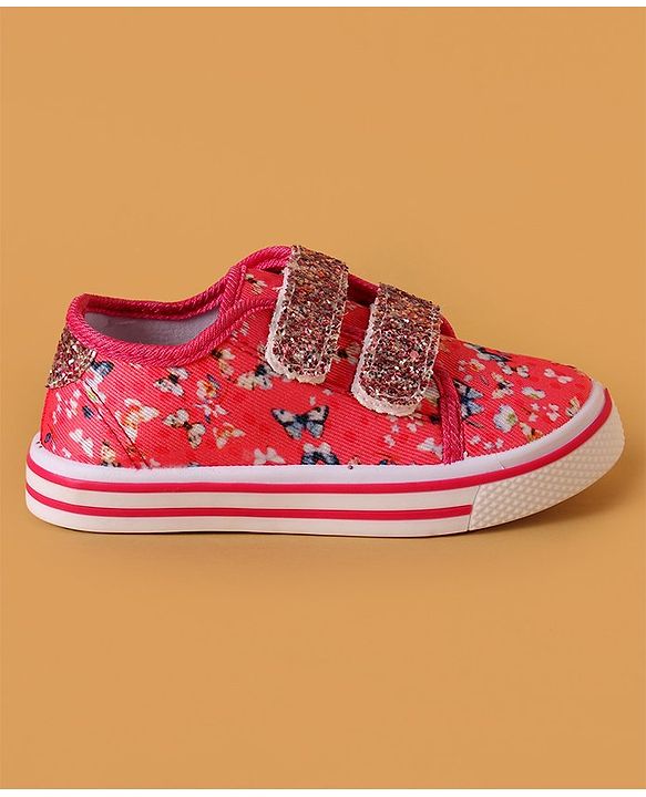 Cute Walk by Babyhug Casual Shoes with Velcro Closure Butterfly Print - White