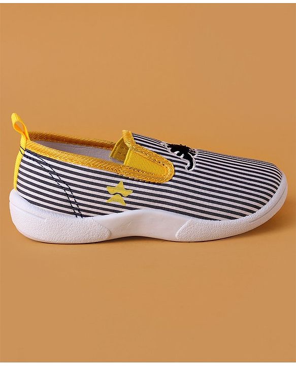 Cute Walk by Babyhug Slip On Casual Striped Shoes with Dino Patch - Yellow