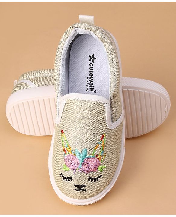 Cute Walk by Babyhug Unicorn Embroidered Slip On Casual Shoes - White