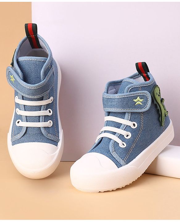 Cute Walk by Babyhug Casual Shoes With Velcro Closure Dino Patch - Blue