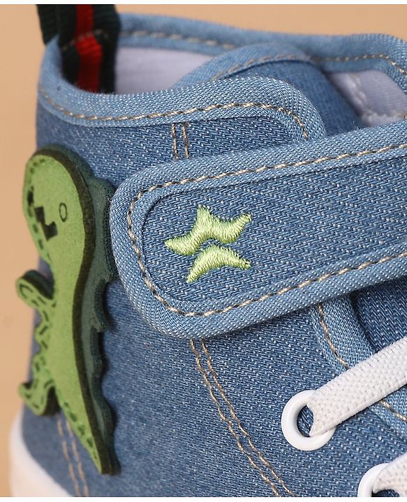 Cute Walk by Babyhug Casual Shoes With Velcro Closure Dino Patch - Blue